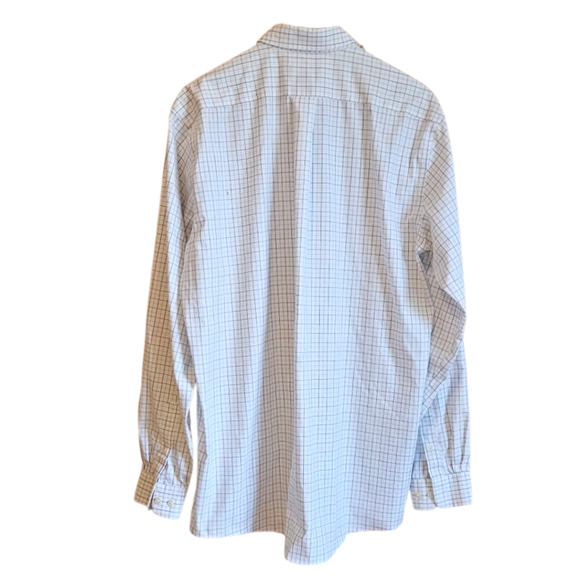 Eddie Bauer Plaid Button Down Wrinkle Free Relaxed Shirt White Men's Large Tall - Picture 6 of 7